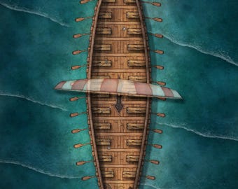 Viking Ship Battlemap, DnD Map, Longship, Pirate Ship, D&D, Battle Map, Gridded Map, 5e, Roll20, Fantasy Map, VTT, Digital Map, Gridded Map
