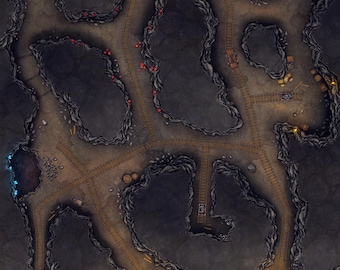 Mines Battlemap, DnD Map, Mineshaft, Dungeon, Cave, Battlemap, RPG Map, Dungeon Master, TTRPG, 5e, Roll20, Foundry, Digital Map, Gridded Map
