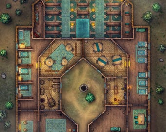 Monastery Battlemap, DnD Map, Church, Shrine, D&D, Battle Map, Temple, Gridded Map, Maps for Miniatures, Roll20, Fantasy Map, VTT, RPG Map