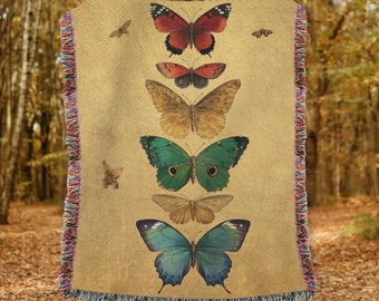 Vintage Butterfly Woven Blanket
