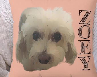 Pet Face Photo Pillow Throw Pillow For Dog Lover Gift Personalized Dog Pillow Memorial Gift For Pet, Dog Mom Gift Custom Dog portrait pillow