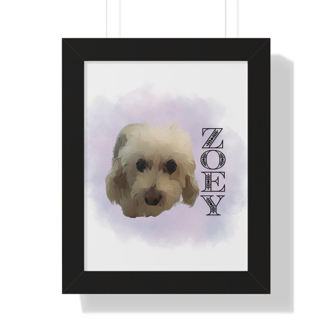 Pet Portrait With Watercolor Splash Background Custom Pet Portrait Dog