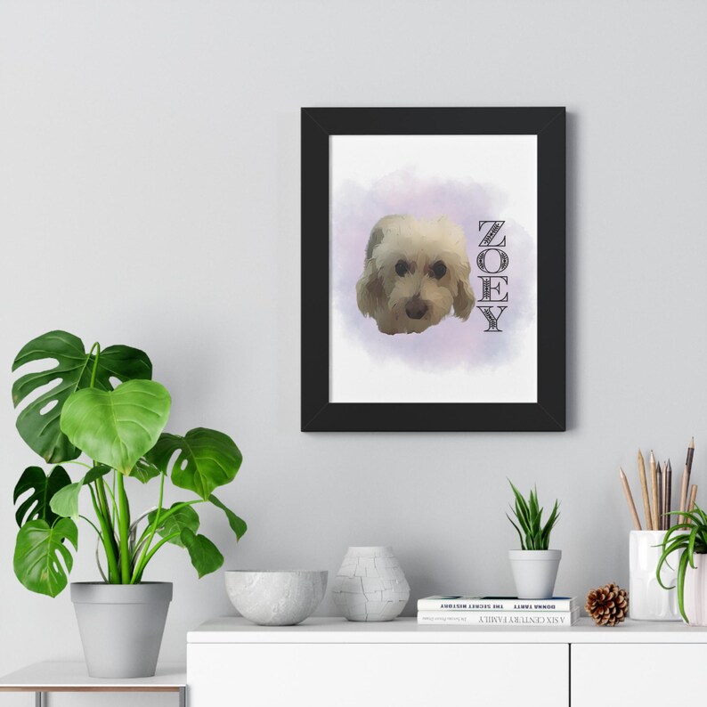 Pet Portrait With Watercolor Splash Background Custom Pet Portrait Dog