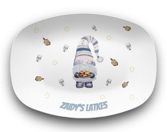 Custom Hanukkah Latke Platter Personalized Serving Plate for hanukkah gift Holiday Tableware for hanukkah dish dinnerware Zaidy Mimi Nana