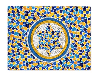 Challah Cover Placemat Judaica Table Decor, Rosh Hashanah, Shabbat Table Mat, Jewish Holiday Linen, Fabric Challah Cover, Jewish Star Mosaic