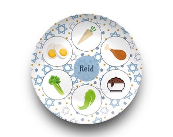 Personalized Kids Seder Plate custom Passover plate with child's name Interactive Pesach gift for children first passover seder table