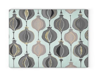 Judaica Glass Cutting Board Original art Challah Board, Rosh Hashanah, Jewish Kitchen, Jewish Art, Shabbat gift, Jewish Wedding, pomegranate