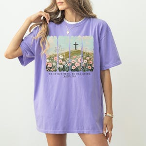 Easter Shirt, Jesus T shirt, Christian Easter Shirt Jesus Easter Gift, He is Risen Outfit, Happy Easter Day Crewneck, Wildflower Brushstroke