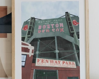 Fenway Park Kunstdruck | Boston Red Socken | Dekor | Mehrere Druckgrößen