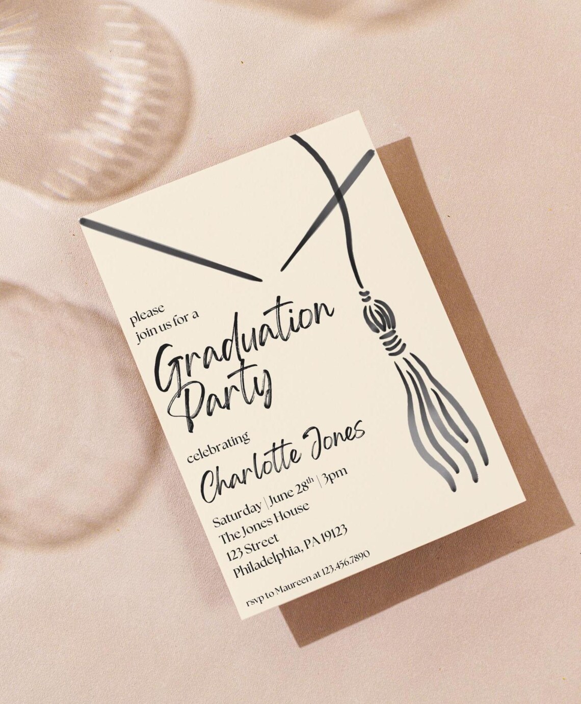 Grad Cap Invite | Graduation Party | Editable Digital Download Template ...