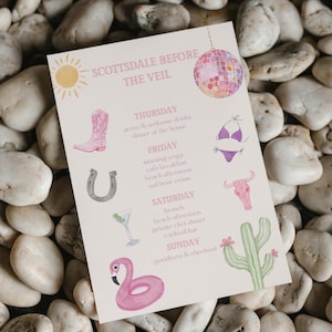 Scottsdale Bachelorette | Scottsdale Before the Veil | Watercolor | Itinerary Template | Digital Download