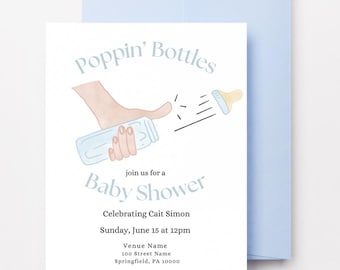 Poppin' Bottles | Baby Shower Invite | Editable Digital Download Template