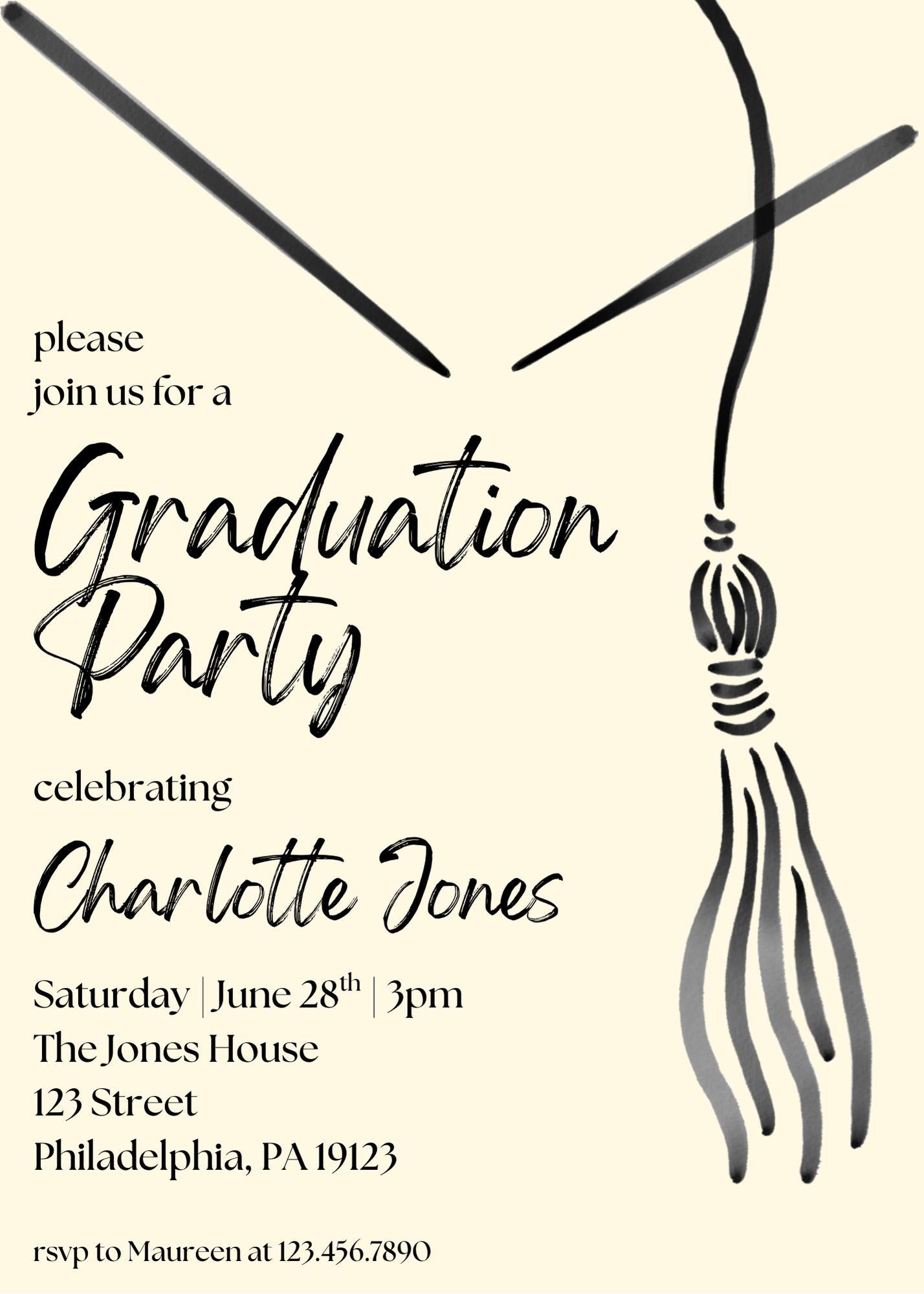 Grad Cap Invite | Graduation Party | Editable Digital Download Template ...