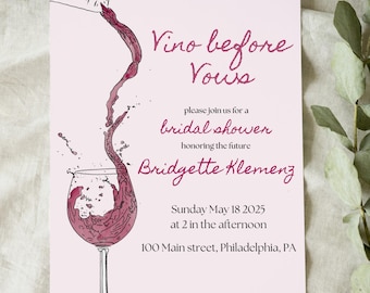 Vino Before Vows | Bridal Shower Invite | Editable Digital Download Template