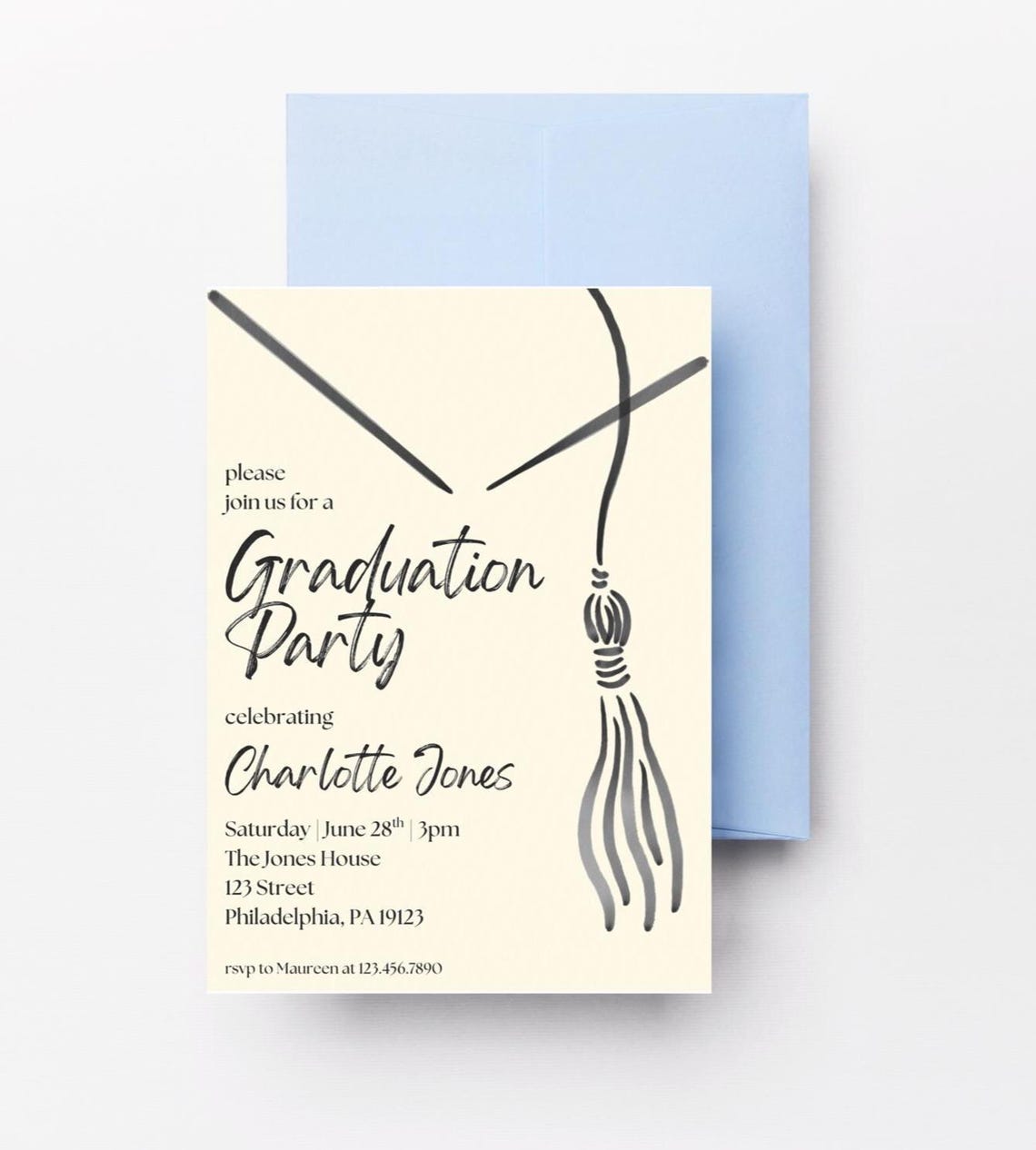 Grad Cap Invite | Graduation Party | Editable Digital Download Template ...