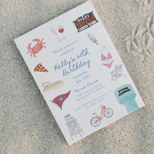 Invitación temática de Stone Harbor / Acuarela / Plantilla de invitación / Descarga digital