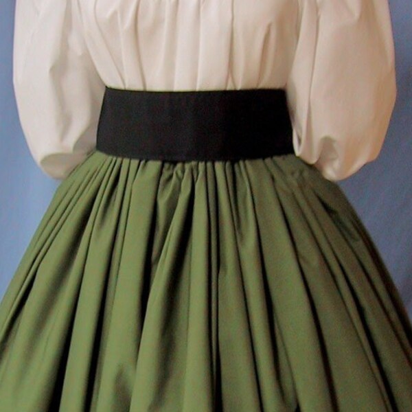 Long Skirt for Costume Event - Dark Olive Color - Renaissance Faire - Victorian Tea - Civil War Reenactment - Handmade