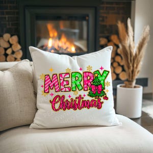 Merry Christmas Pillow, Festive Home Decor, Holiday Cushion, Seasonal Throw Pillow, Winter Decorations, Christmas Gift, Cozy Winter Decor.