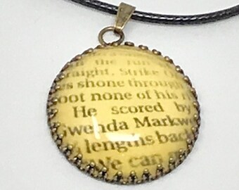 Book Page Necklace  - FREE SHIPPING