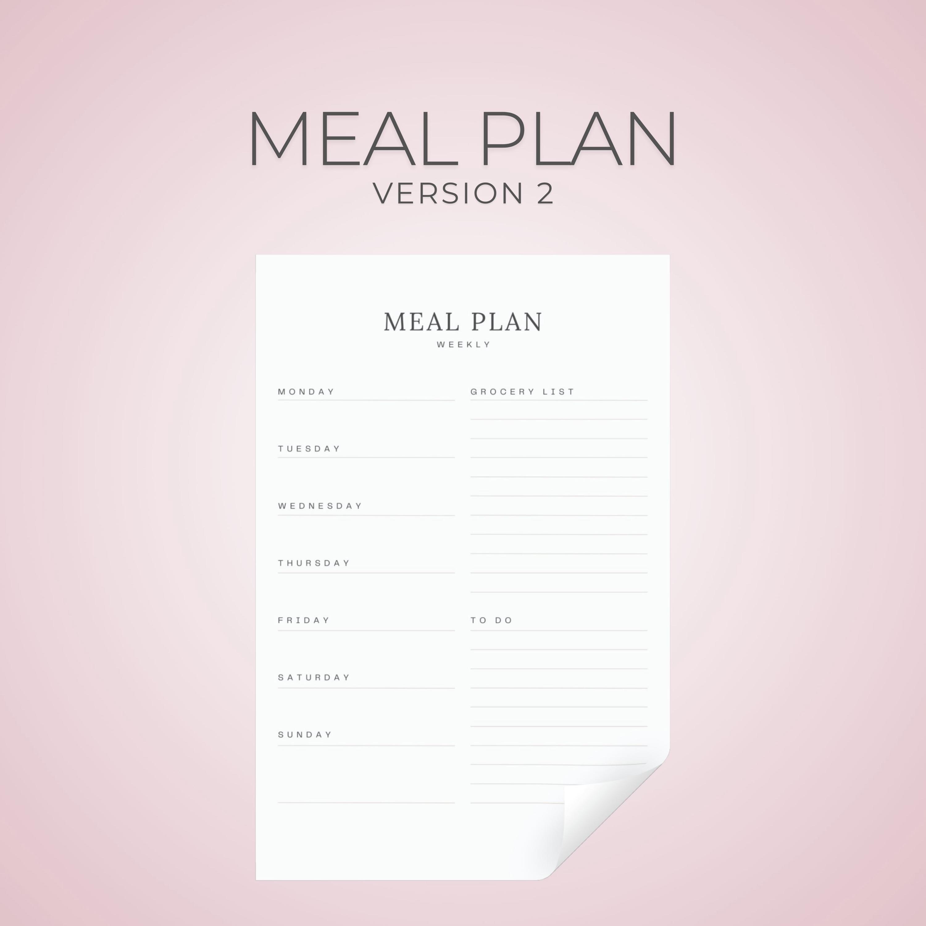 Digital Meal Planner - Printable & Customizable Weekly Meal Planning ...