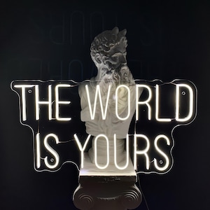 The World Is Yours Neon Sign | Neon Sign Art | Neon Sign Bedroom | Neon Decorations | Custom Neon Sign | Gift For Him | Wall Art