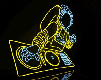 DJ Astronaut Neon Sign | Neon Sign Art | Neon Sign Bedroom | Neon Decorations | Custom Neon Sign | Neon Bar Sign | Wall Art