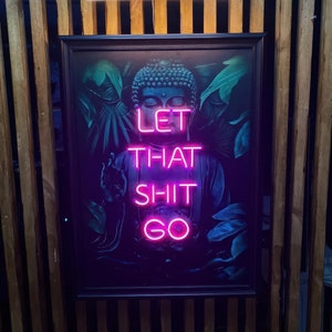 Buddha Neon Painting Art | Neon Sign Art | Neon Sign Bedroom | Modern Wall Art | Framed Wall Art | Canvas Wall Art | Custom Neon Sign