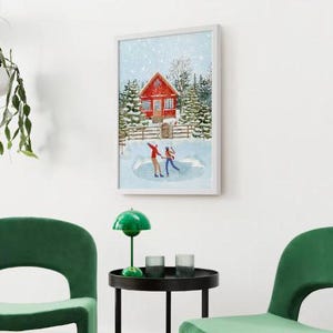 Christmas Ice Skating Wall Art | Digital Download