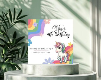 Unicorn Birthday Invitation