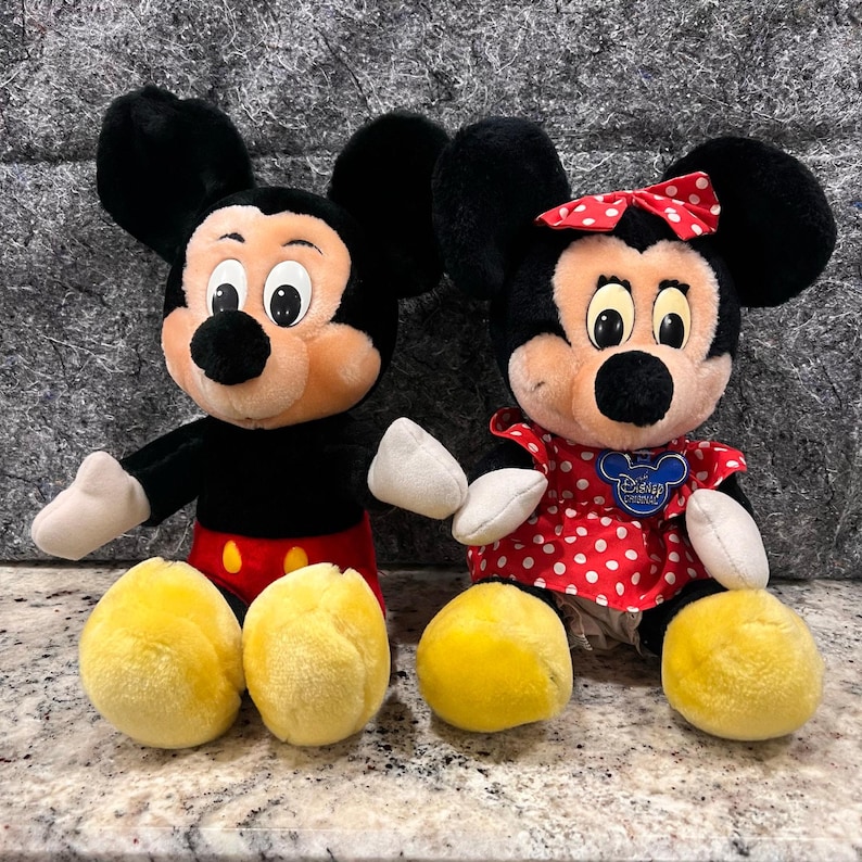Mickey & Minnie Mouse - Vintage Disney Orignials -13" Plush Stuffed Doll Toys image 1