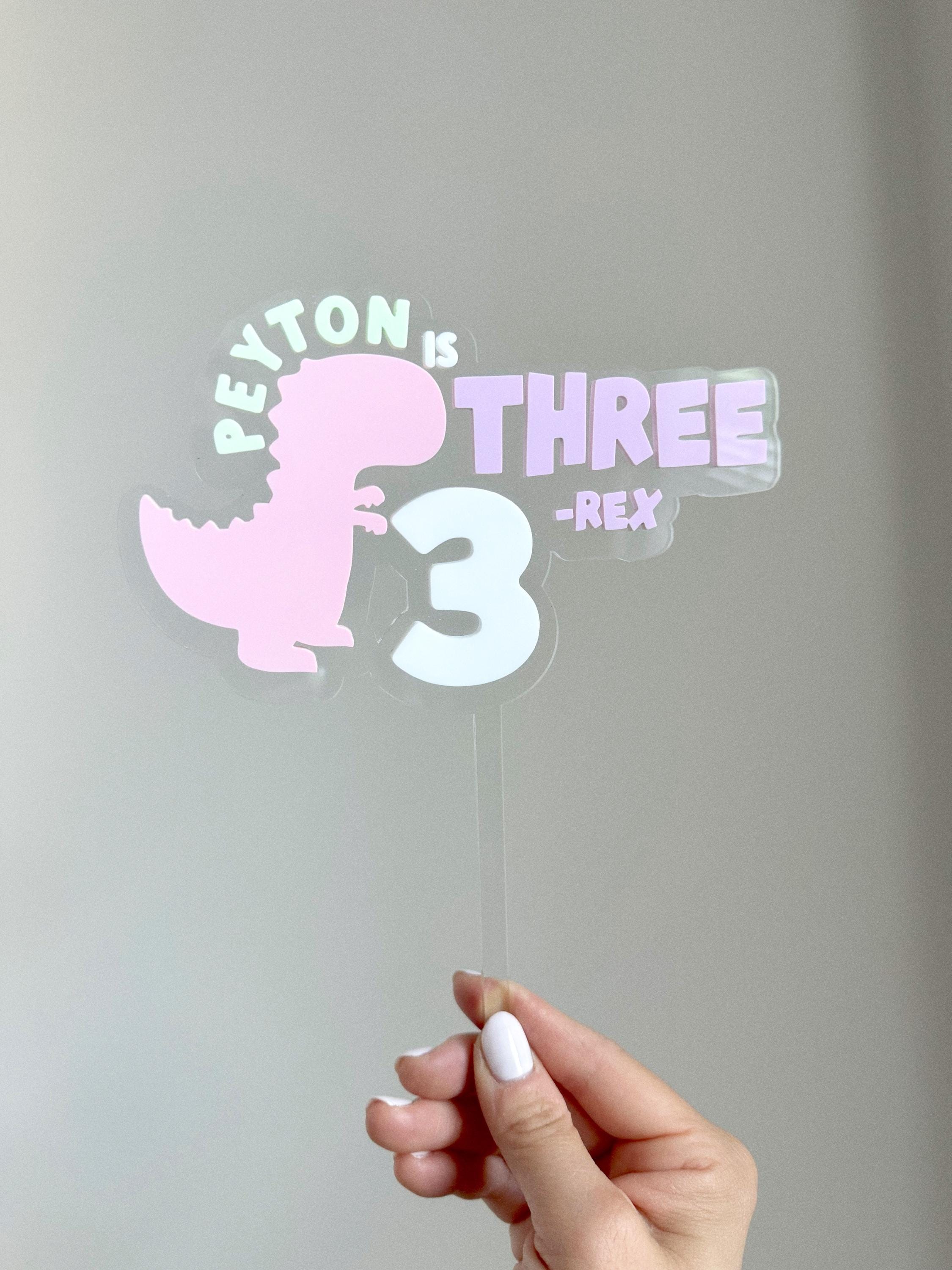 Dinosaur Birthday Custom Cake Topper/Acrylic/Roar/Four