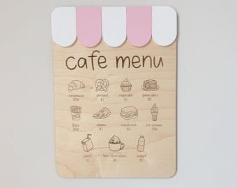Cafe Menu sign /Playroom/Imaginative play/play cafe