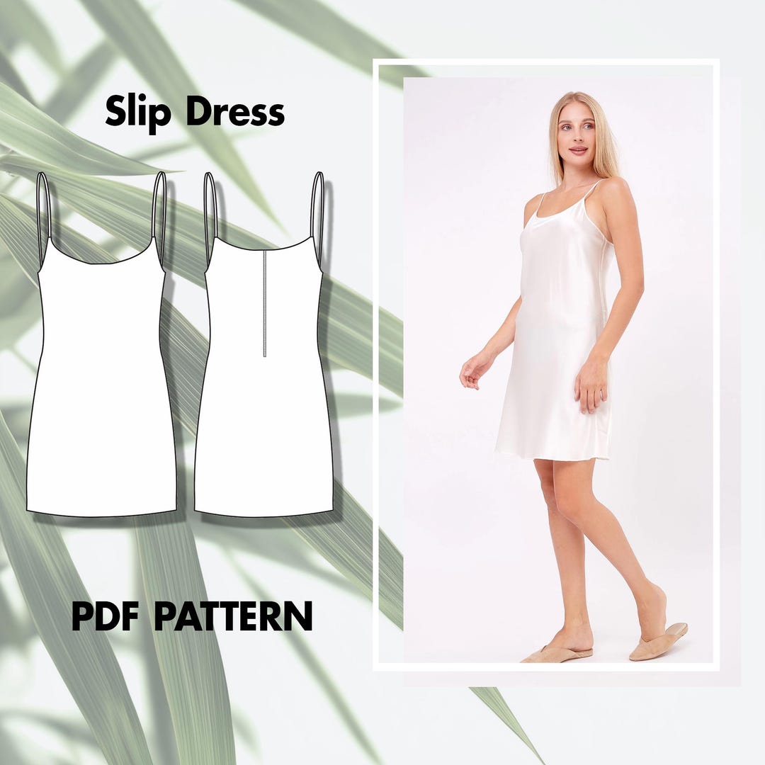 Slip Dress Pdf Sewing Pattern, Satin Slip Dress, Mini Dress Pattern ...