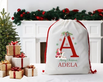 Christmas Santa Sack, Personalised Velvet Santa Sack, Christmas Gift Bag for Kids and Adults and pet, Christmas Gift Bag, Xmas Stocking