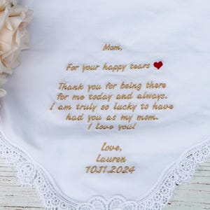 Fazzoletto da sposa, Fazzoletto in pizzo, Fazzoletto in pizzo, Fazzoletto personalizzato, Fazzoletto ricamato, Fazzoletto da sposa, Regali per la mamma