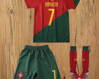 Children’s Portugal Football Kit – Ronaldo #7 Kids Jersey Set with Shorts & Socks | Youth Soccer Uniform Gift,Ronaldo #7 Kids Jersey Set