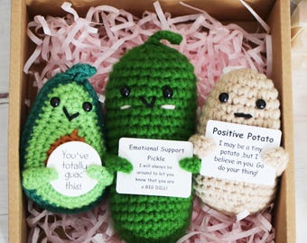 Emotional Support Pickle,Positive Pickle,Big Fan Pickle,Handmade Crochet Pickles,Thinking Of You Gift,Gift For Her,Personalized Gift