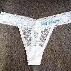 Custom Lace Underwear, Women&#39;s Lace Underwear, Bride Underwear, New Mrs Underwear, Honey Moon Outfit, Bridal Shower Gift Set, Gift for Bride