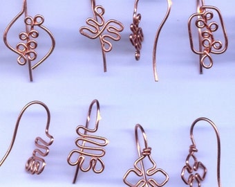 Symbolic Jewelry Findings, 5 Pairs Copper Adinkra Ear Wires