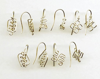 Symbolic Jewelry Findings, 5 Pairs Brass Adinkra Ear Wires