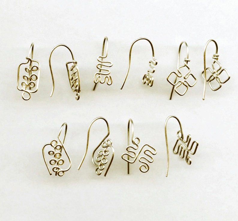 Symbolic Jewelry Findings, 5 Pairs Brass Adinkra Ear Wires image 1