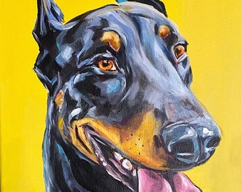 Doberman Photo Print, Cropped Ears Dobie Dog Art