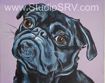 Black pug print