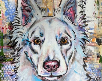 White German Shepherd dog Print