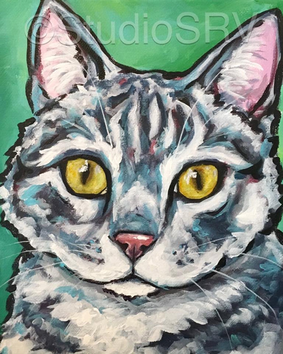 Grey Tabby Cat Print - Etsy
