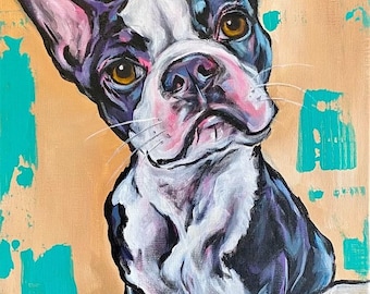 Boston Terrier 12x24 original