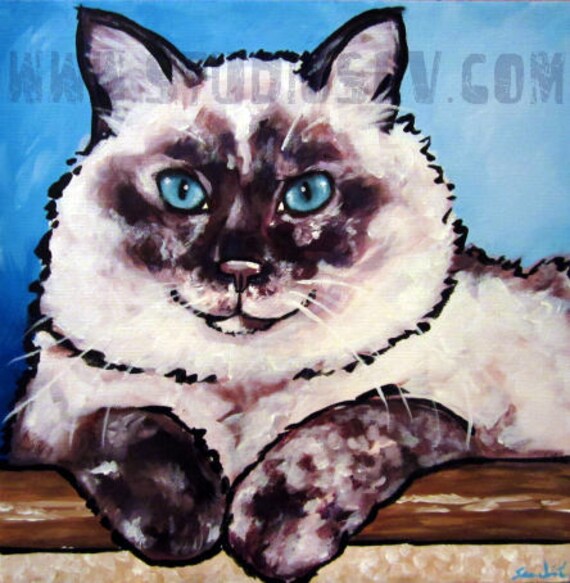 Tabby Cat Print Blue Hour from an original by I Garmashova