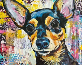 Chihuahua Art Print, Colorful Pet Portrait