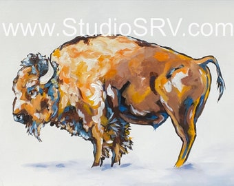 Buffalo Photo Print: Original Acrylic Painting, Archival Quality