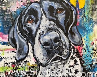 Black German shorthair pointer gsp print